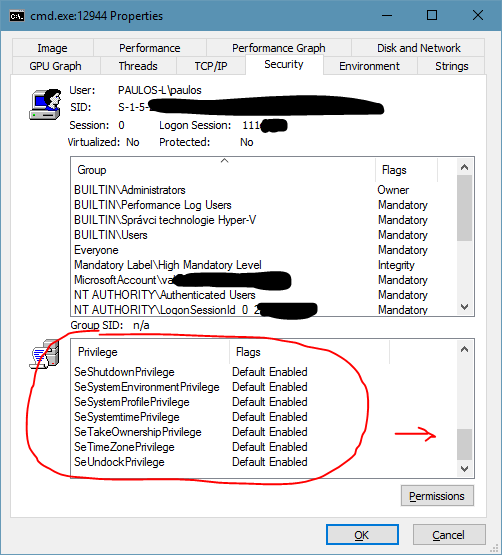 Inspecting a process running under sshd, with a looooot of rights